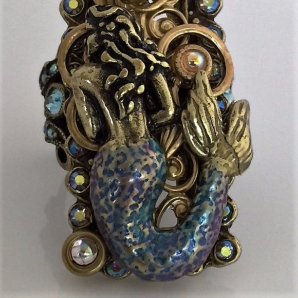 Mermaid 3D Sculptured Ring w/ Vintage Crystals - Picture 4 of 8